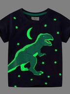Boy's T-Shirt Cotton Black Children's Dinosaur Print Crew Neck Short Sleeve Top 64ba01f7-710a-4ccd-afb7-17a1c1c498aa-Max-Origin Trendsi