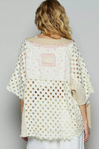 POL Womens Jacket Cream Button V-Neck with Printed Woven Patchwork 64cc8353-0611-43bf-9937-8413b1374655-Max-Origin Trendsi