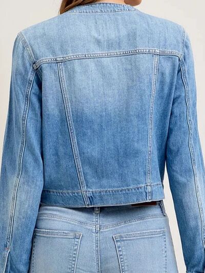 Cargo Denim Jacket Snap Down Women's Long Sleeve Cropped Outwear 64cc946d-b384-47c9-a43f-e0dc707b5130-Min Trendsi