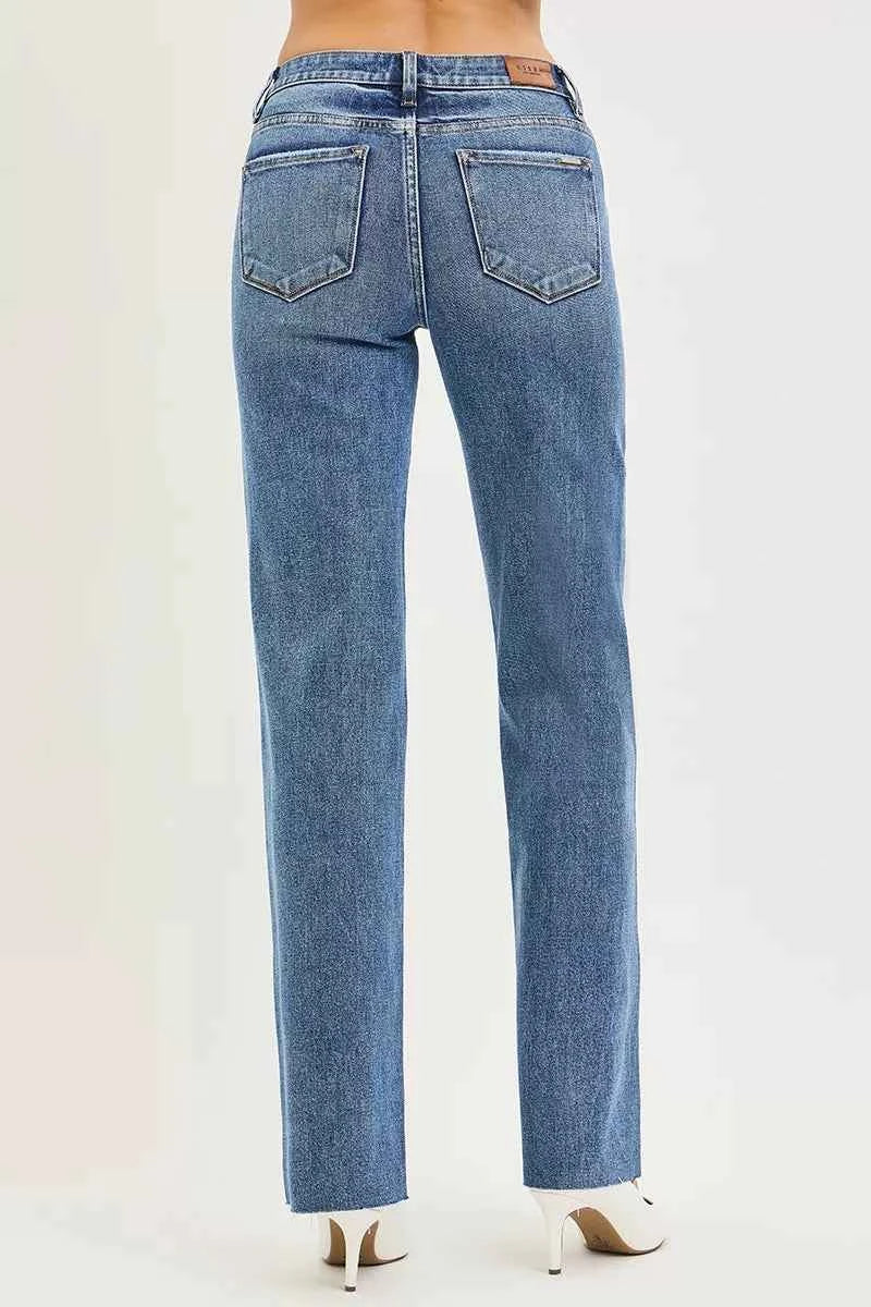 RISEN Straight Jeans Tummy Control 4 Way Stretch Mid Rise Women Denim Pants 64f719d859b34b87ad8bbb14b9e4db55-Max-Origin Trendsi