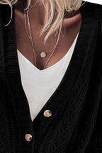 Cardigan Cotton Blend V Neck Openwork Button Up Long Sleeve 64fd298e-6b06-4ea0-9061-1eeddaead3ca-Max Trendsi