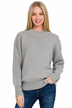 Zenana Womens Sweater Gray Wide Neckband Drop Shoulder Pullover 65099022-e9dd-4c85-9133-44ef70f911af-Max-Origin Trendsi