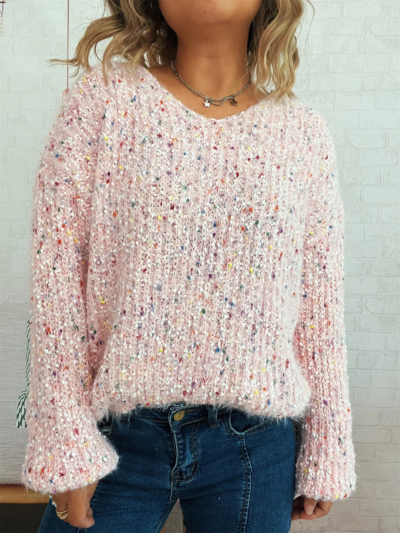 Women's Sweater Colorful Knit Oversized Long Sleeve Pullover 650c584d221b4653a0009fee3f69cc58-Max-Origin Trendsi