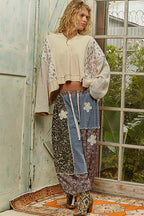 POL Quilted Knit Cropped Top Cream Mix Thermal Floral Pattern with Raw Edge 652e48aa-ae7b-4f35-b00d-d9e940dbc826-Max-Origin Trendsi