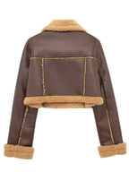 Women Faux Leather Cropped Jacket Collared Neck Long Sleeve Plush Lined 654544c0-d558-431a-a5a9-41def5315be6-Max Trendsi