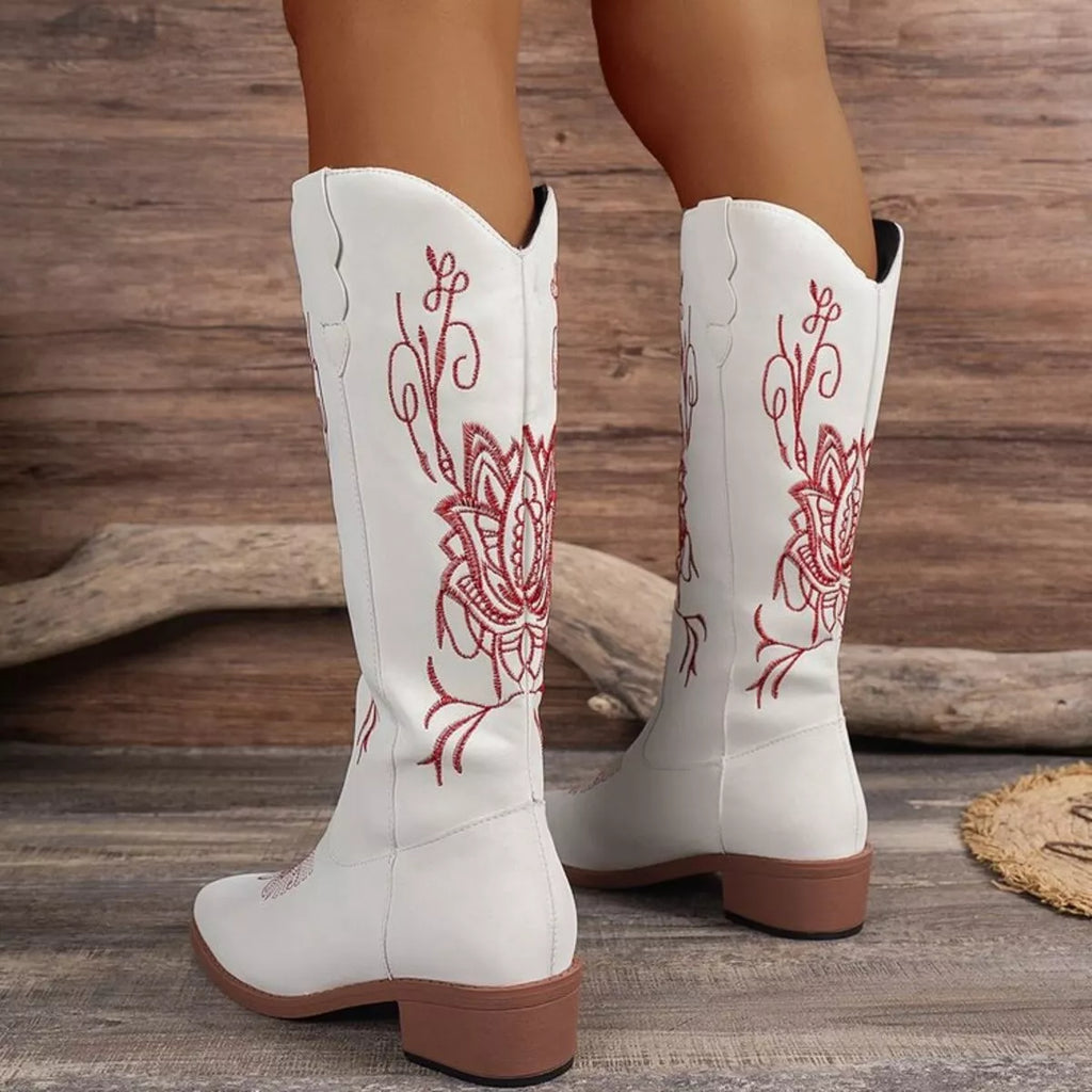 Women's Boots Western Embroidered Block Mid Heels Shoes 65490268d72e4f3c8a14dc753808102e-Max-Origin Trendsi