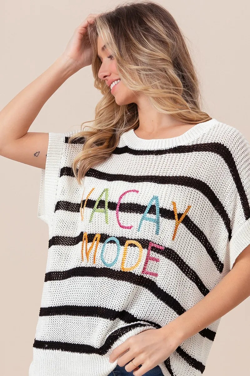 BiBi Knit Top Vacay Mode Embroidery Drop Shoulder Striped Sweater 65560d6b1f0c4bf589a3abdc862ed39c-Max-Origin Trendsi