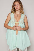 POL Embroidered Cardigan Pearls Open Front Sleeveless Pale Mint Pale Mint 655b641b-0030-4502-acff-42bb4931bbb6-Min Trendsi