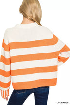 Zenana Ribbed Striped Mock Neck Sweater 655eb83ef07648d4b6b13892323d9227-Max-Origin Trendsi