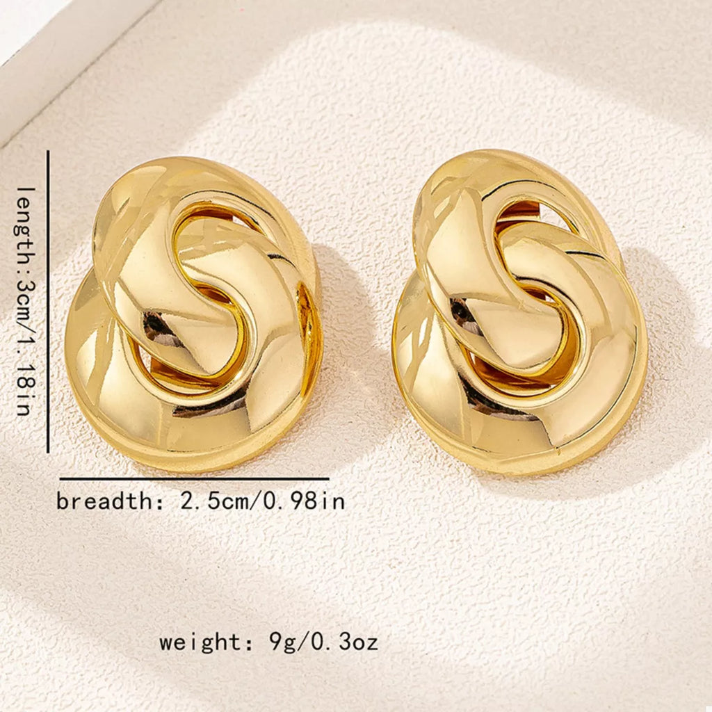 Stud Earrings Chunky Knot Gold 18K Gold-Plated Jewelry 6592063d-f1ce-42d8-99b1-09aed6d8b434-Max-Origin Trendsi