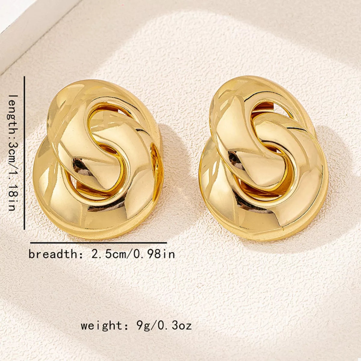 Stud Earrings Chunky Knot Gold 18K Gold-Plated Jewelry 6592063d-f1ce-42d8-99b1-09aed6d8b434-Max-Origin Trendsi