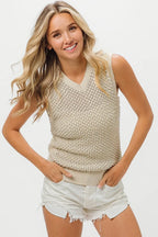 BiBi Womens Top Pearl Beaded Knitted V Neck Sleveless Blouse 65a8a7fc7d9442d6bd0253da0c45ce11-Max-Origin Trendsi
