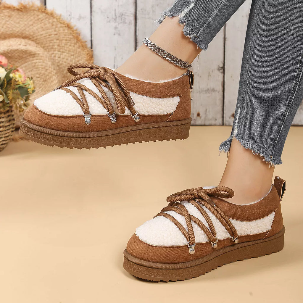 Women's Ankle Boots Lace Up Round Toe Platform Fluff Shoes 65c18b5a02c3400791a554968b299f46-Max-Origin Trendsi