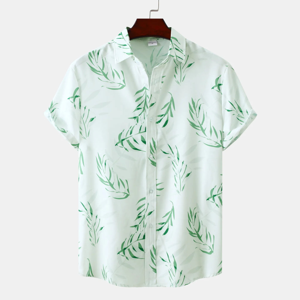 Men's Cotton Shirt Gum Leaf Printed Short Sleeve Casual Summer Top Gum Leaf 65ca7c59cd4645fcb4fe2f8b23fa7ce5-Max-Origin Trendsi