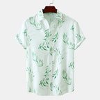 Men's Cotton Shirt Gum Leaf Printed Short Sleeve Casual Summer Top Gum Leaf 65ca7c59cd4645fcb4fe2f8b23fa7ce5-Max-Origin Trendsi
