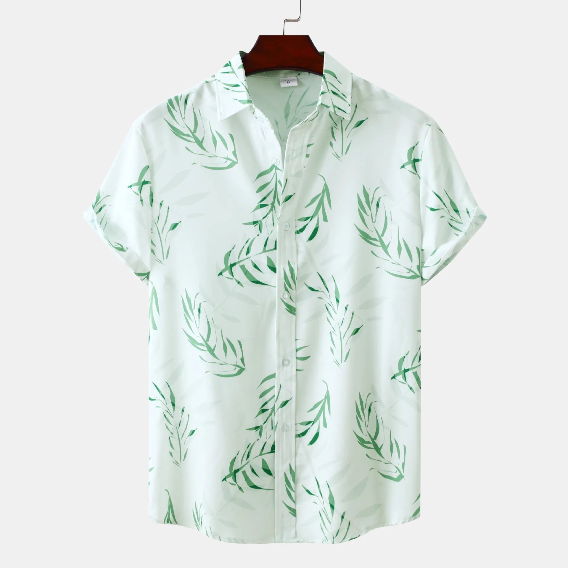 Men's Cotton Shirt Gum Leaf Printed Short Sleeve Casual Summer Top Gum Leaf 65ca7c59cd4645fcb4fe2f8b23fa7ce5-Max-Origin Trendsi