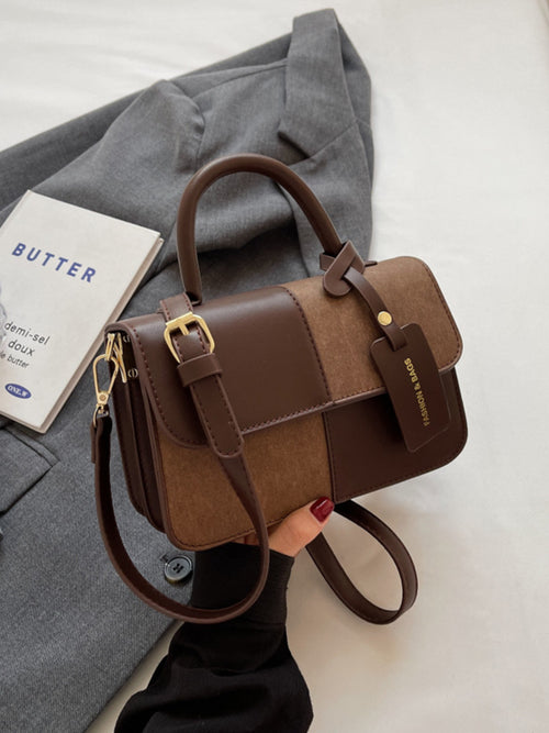 Two-Tone Mini Crossbody Bag in PU Leather