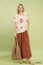 Umgee Womens Linen Blend Blouse Embroidered Frayed Hem Top Short Sleeve 65ff3e43-7ba4-4afa-8cdc-7e296973462b-Max-Origin Trendsi