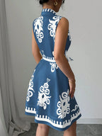 Mini Shirt Dress Printed Sleeveless Bow Tie Waist Buttoned A-Line S-2XL 664893ad-1abb-4a59-8b14-9ab03eec1d34-Max-Origin Trendsi