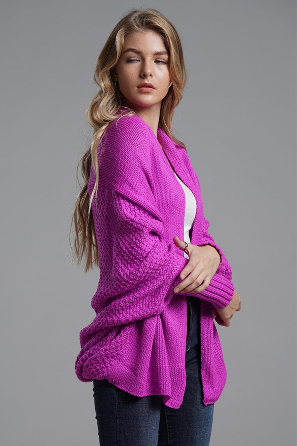 Knit Cardigan Oversized Batwing Long Sleeve Open for Women