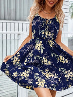 Floral Print Mini Dress Spaghetti Strap Summer Tied Neck Ruffled 664c42d1-6298-433d-a7b0-42631b93a1f7-Max-Origin Trendsi