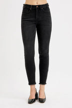 RISEN Women's Black Skinny Jeans Tummy Control High Rise Adjustable Waist BLACK 668265a5afe44d49b3580e8d2fdf042e-Max-Origin Trendsi