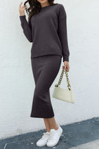 Women Sweater Set Round Neck Knit Top and Midi Skirt Basic Style 2 Pcs 66929319-5e03-4549-8bcf-7c68b1ebf4e9-Max Trendsi