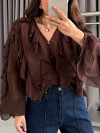 Womens Blouse Ruffled Layered Sheer Long Sleeve Top 669faabb-1497-488c-805b-b3e678934b2b-Max-Origin Trendsi