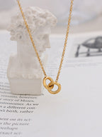 Pendant Necklace 18K Gold-Plated Titanium Steel Hoop 2 Circles Chain Jewelry Gold One Size 66a55b1d-709f-4ad1-9ae0-5f47ca355c66-Max Trendsi
