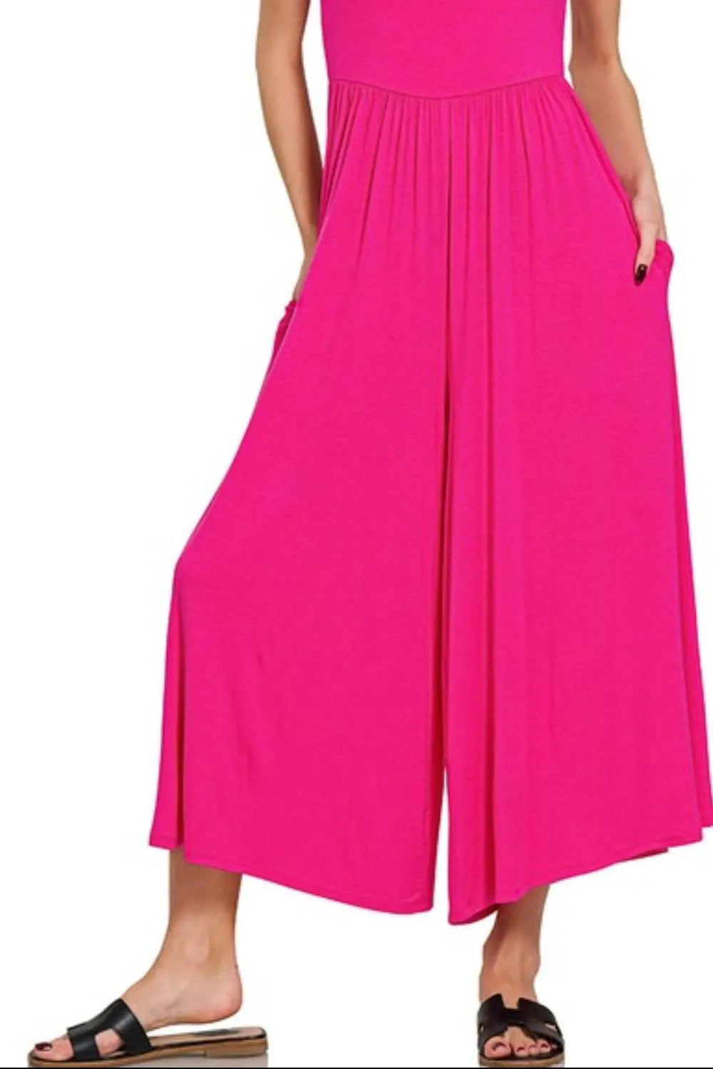 Zenana Jumpsuits Hot Pink Cropped Double Layered Short Sleeve Overalls 66cf1c85-0952-460d-a6d6-82ffc3d339f7-Max-Origin Trendsi