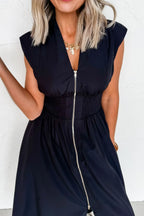Maxi Dress Black Zip-Front Sleeveless Pocketed Oversized Ruffle 66d3e564-3efc-4fcd-8561-53ef8580c1b7-Max-Origin Trendsi