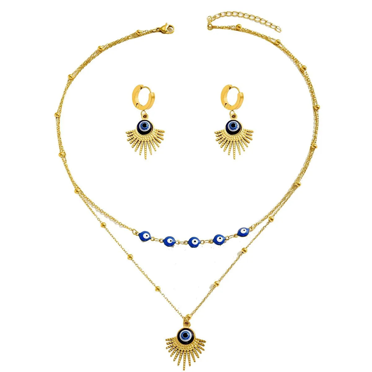 Necklace and Earrings Jewelry Set 18K Gold-Plated Blue Eye Resin Stainless Steel 66fa0978-4e51-44bf-aea9-eeeec47d3a4c-Max-Origin Trendsi