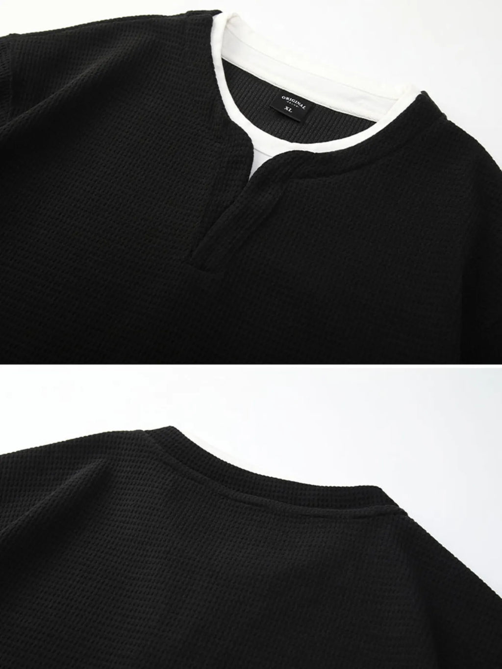 Men's Cotton Waffle Knit Top Black Long Sleeve Basic Style Plus Sizes M-4XL 670d6bf0635147aca4840aca0d5b08e4-Max-Origin Trendsi