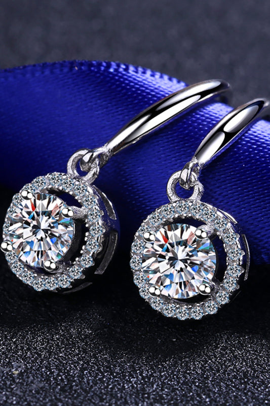 1 Carat Moissanite Silver Drop Earrings 925 Sterling Platinum-plated Jewelry