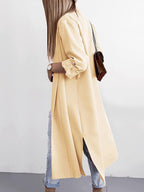 Trench Coat Slit Open Front Roll-Tab Sleeve Outwear 6747945d-eadd-4e31-ace4-d21c58b29b6a-Max Trendsi