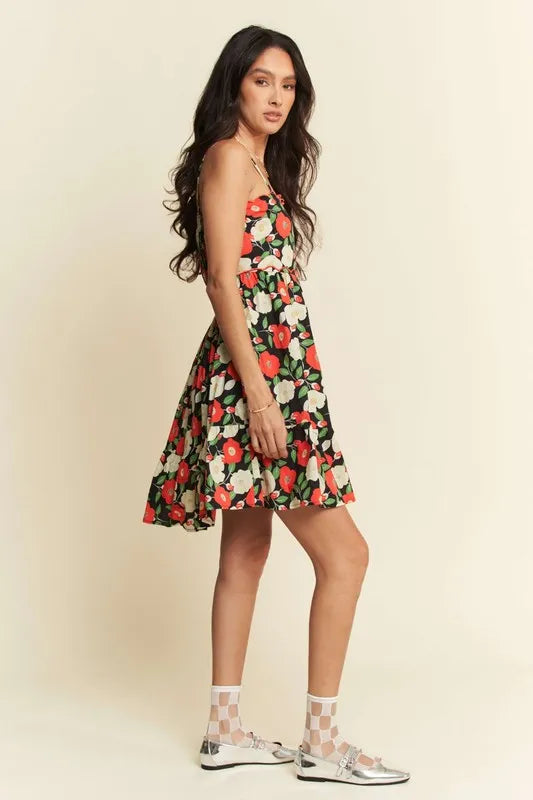 Davi & Dani Mini Dress Black Floral Scalloped Cutout Back Ruffled 6766f5df5ca64b8b92ce11ab4d1c41cf-Max-Origin Trendsi