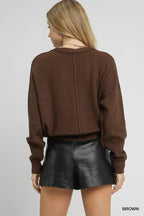 Umgee Womens Cardigan Brown Button-Up Chunky Cable Knit V-Neck 67679e8f-f42a-4b85-aea3-e4d9f935d38e-Max-Origin Trendsi
