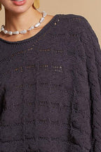POL Sweater USA Stock Women Round Neck Cable Knit Cropped Long Sleeve Top 67752e34-2af5-40a8-860d-350d63655548-Max Trendsi