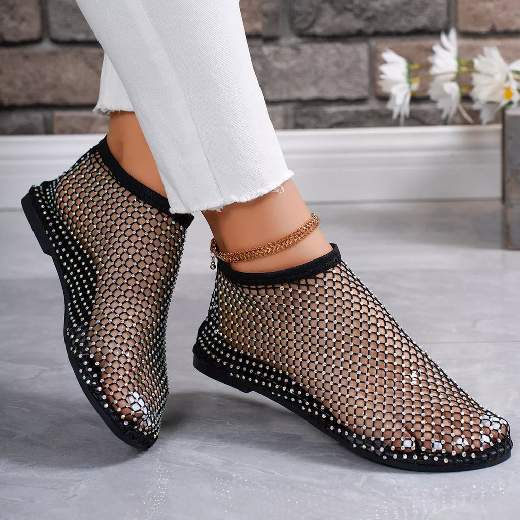 Rhinestone Cut-Out Flat Sandals
