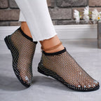 Rhinestone Cut-Out Flat Sandals