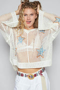 POL Knit Cover Up Star Openwork Long Sleeve Hooded Top Ivory Ivory 67909961-fd6b-4172-94ab-3ace17d24f85-Max Trendsi