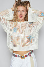 POL Knit Cover Up Star Openwork Long Sleeve Hooded Top Ivory Ivory 67909961-fd6b-4172-94ab-3ace17d24f85-Max Trendsi