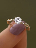 Inlaid Zircon Ring 18K gold-plated 925 Sterling Silver Women's Jewelry Gold 67996834-4739-4b02-aa3a-2e6cf0d1ca87-Min Trendsi