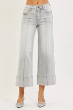 RISEN Womens Jeans Crop Wide Pintuck Front Light Gray Tummy Control Mid Rise 67a09e6c5d84428690f03ab82f4dbbba-Max-Origin Trendsi