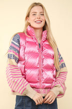 VERY J US Shiny Vest Metallic Zip Up Puffer Sleeveless Outwear 67a1c3d9-f254-4b01-b03e-3897ada60a2b-Max Trendsi