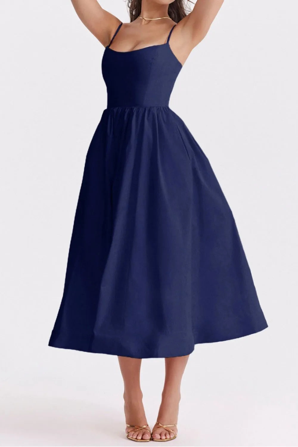 Floral Midi Dress Spaghetti Strap Ruched Zipper High Waisted 67a47d70-86de-43e1-ba4b-984d36f7d1bc-Max-Origin Trendsi