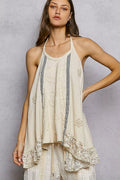 POL Blouse Beige Lace Ruffle Halter Neck Double Gauze Top with Crochet Patch NATURAL 67bcffab-3a93-4332-b1f9-778327a6feb2-Max-Origin Trendsi