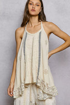 POL Blouse Beige Lace Ruffle Halter Neck Double Gauze Top with Crochet Patch NATURAL 67bcffab-3a93-4332-b1f9-778327a6feb2-Max-Origin Trendsi