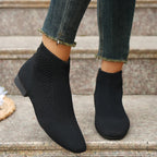 Women's Ankle Boots Mesh Knit Stretch Comfort Fit Mid Heels 67c1b46cbf4b4ece8f6cabd339663ca7-Max-Origin Trendsi