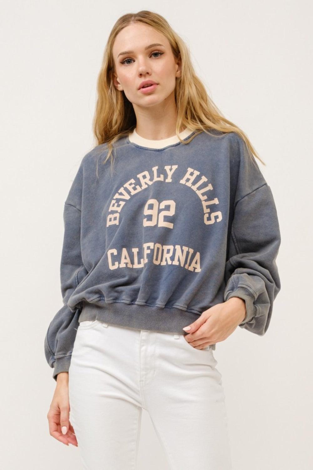 And The Why Sweatshirt BEVERLY HILLS 92 CALIFORNIA USA Stock Contrast Crop